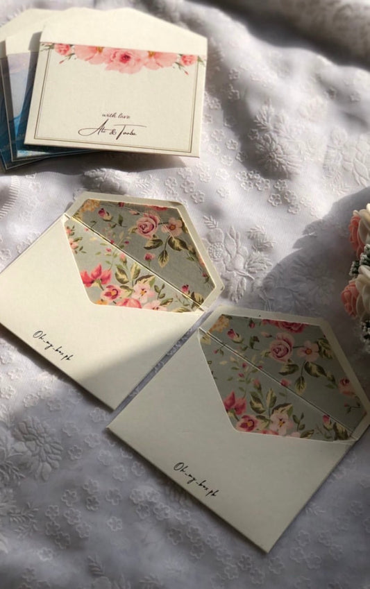 Green and pink floral - Lining Envelopes