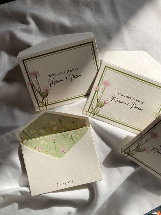 Green with mini flowers- Lining Envelopes